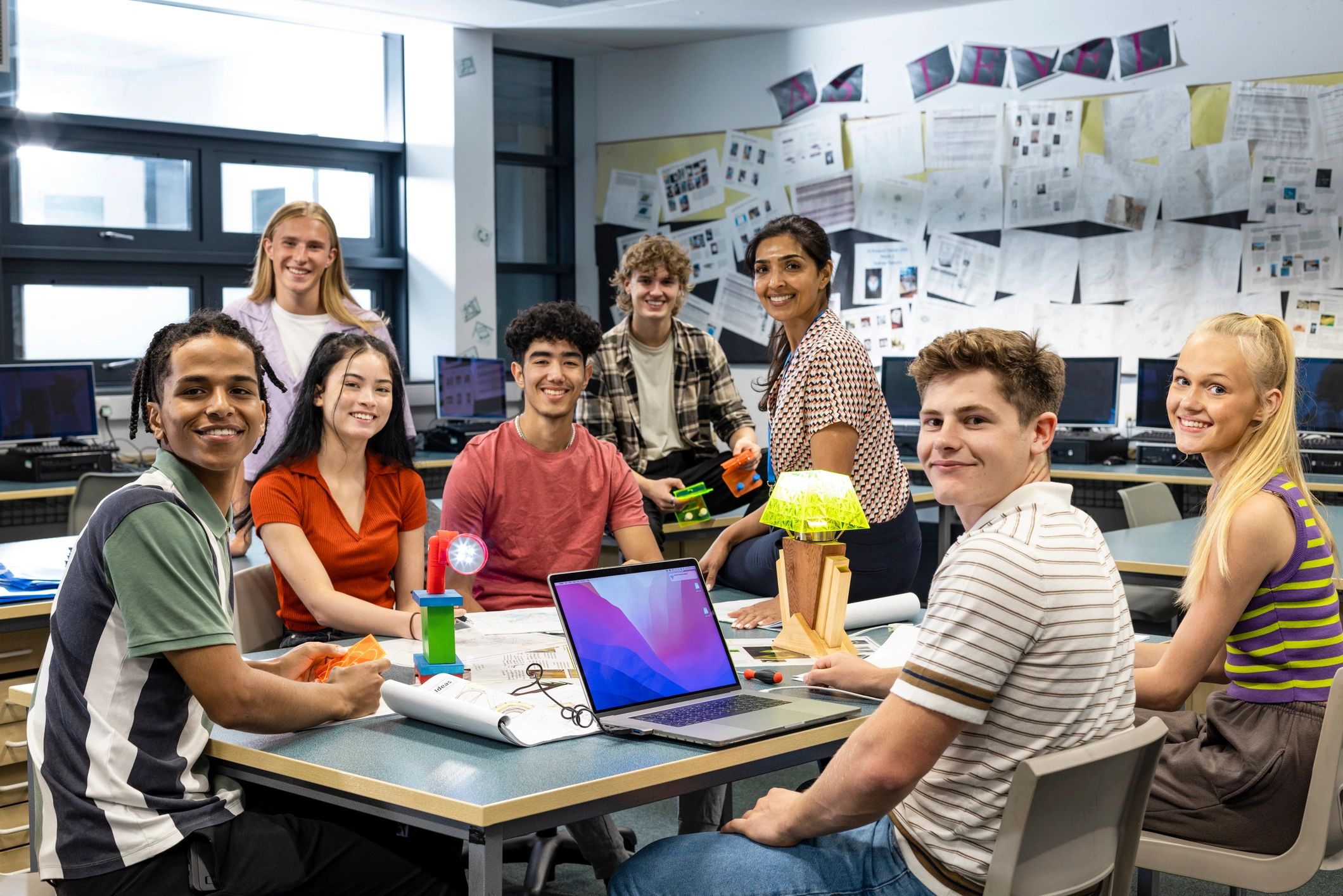 Students in a technology classroom